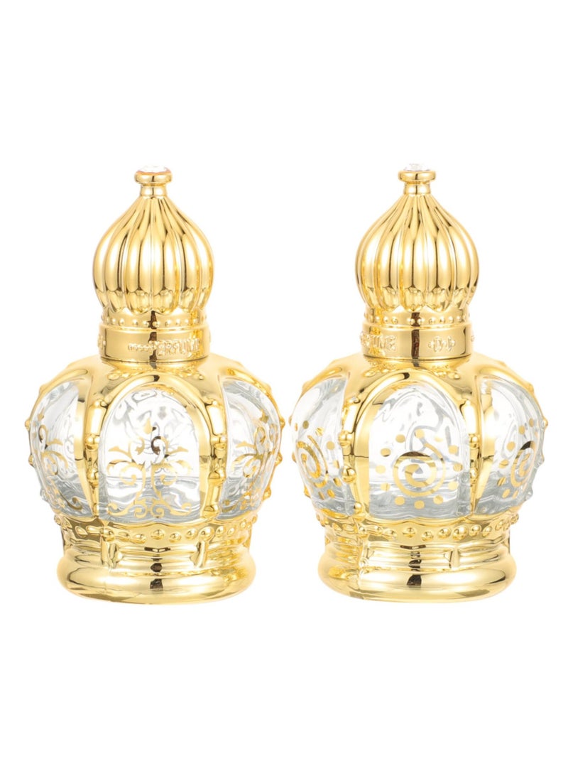 Set of 2 Refillable 10ml Crystal Glass Roller Bottles for Essential Oils and Perfumes, Vintage Style, Perfect for Travel and Gift Giving - Image 1