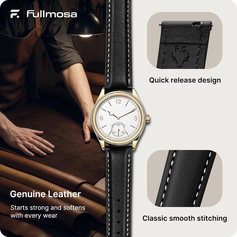 Fullmosa Quick Release Leather Watch Strap for Men and Women - Replacement Bands in Various Widths - Image 4