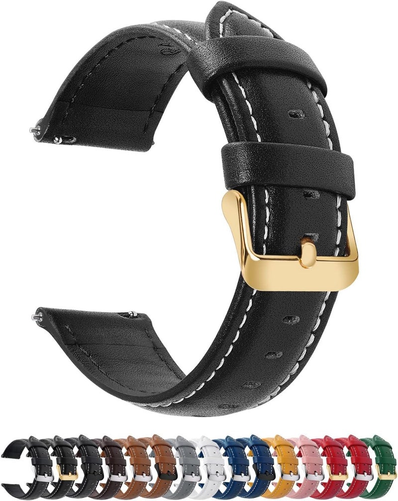 Fullmosa Quick Release Leather Watch Strap for Men and Women - Replacement Bands in Various Widths - Image 1