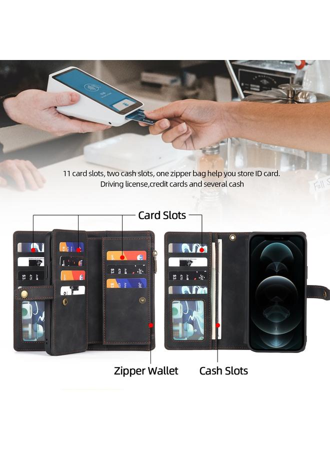 زبون جراب لهاتف iPhone 12 Pro Max مزود بسحاب ومحفظة مغناطيسية قابلة للفصل من الجلد - Image 5