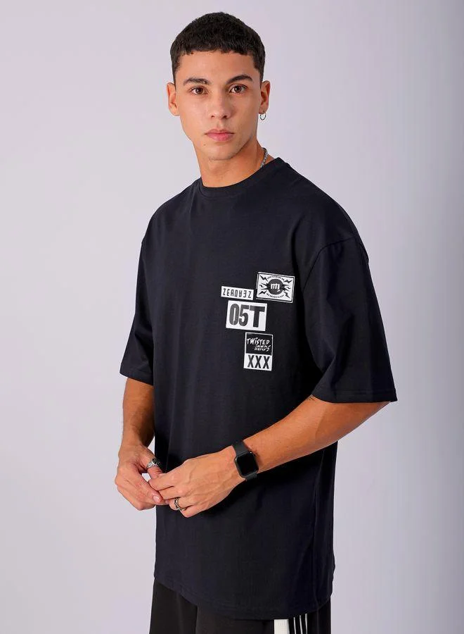 ذا انديان كراج كو Men Oversized Graphic Back Printed Round Neck Tshirt
