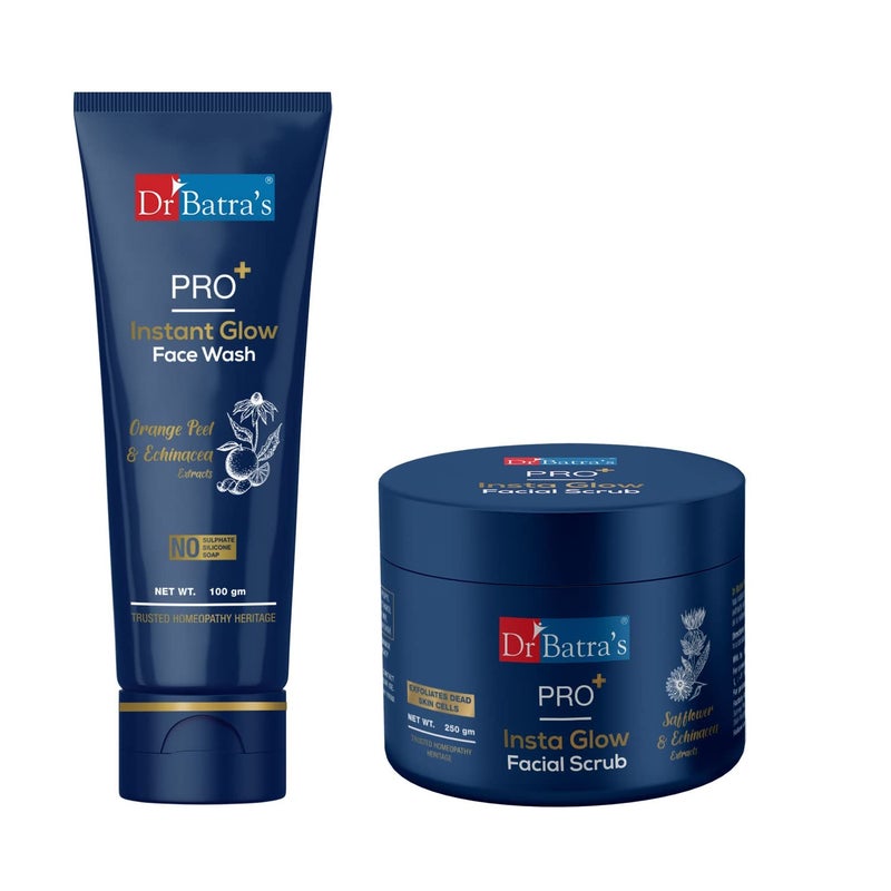Dr Batra's Dr Batras Dr BatraS Pro Instant Glow Face Wash 100G And Pro Insta Glow Facial Scrub 250GEnriched With TurmericRepairs Skin DamagePrevents InfectionsFace Wash For Skin ComplexionGlowing Skin - Image 1