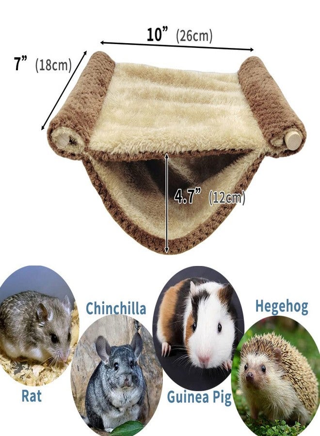 Oncpcare Fleece Rat Hammock Warm Guinea Pig Sleep Bed Chinchilla Cage Play Platform with Warm Fleece for Hamster Mice, Coffee - Image 2