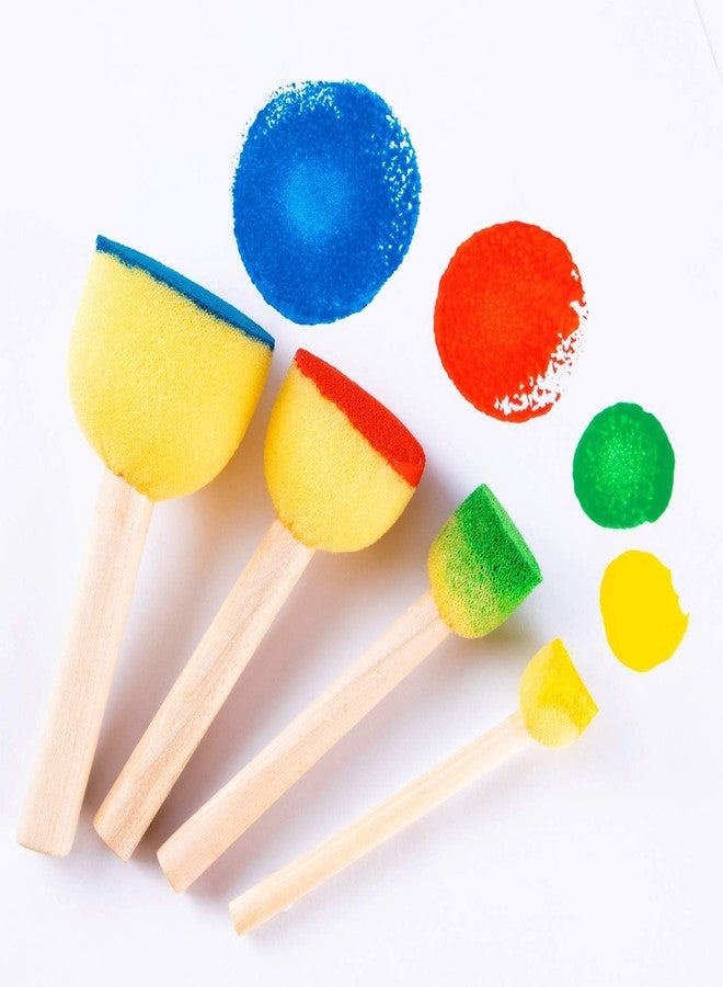 TORINALITAL 48 Pieces Round Sponges Brush Set, Round Sponge Brushes for Painting, Wooden Handle Foam Brush Sponge Painting Tools for Kids Painting Crafts - Image 3