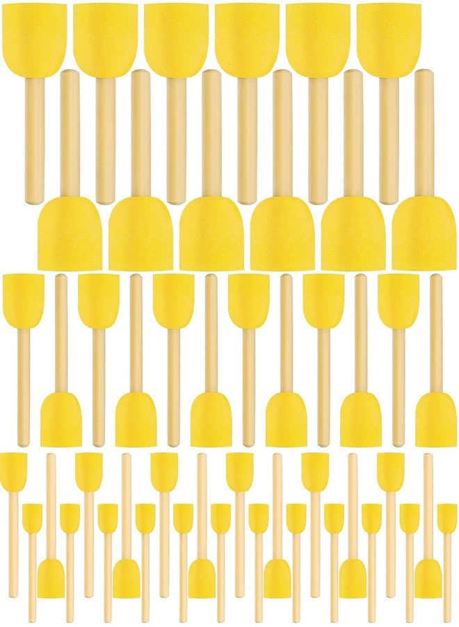TORINALITAL 48 Pieces Round Sponges Brush Set, Round Sponge Brushes for Painting, Wooden Handle Foam Brush Sponge Painting Tools for Kids Painting Crafts - Image 1