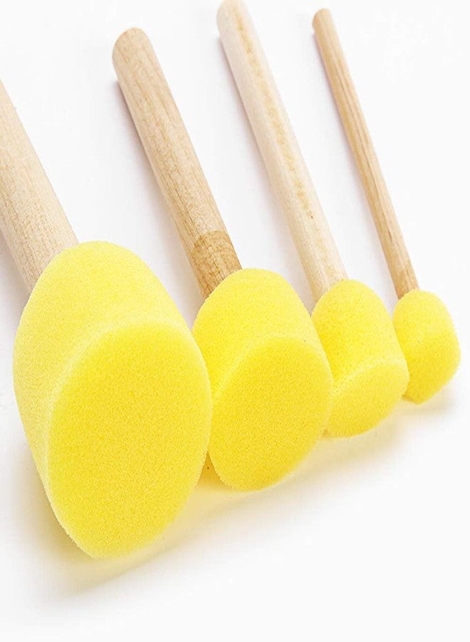 TORINALITAL 48 Pieces Round Sponges Brush Set, Round Sponge Brushes for Painting, Wooden Handle Foam Brush Sponge Painting Tools for Kids Painting Crafts - Image 4