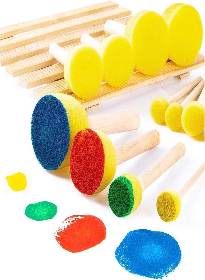 TORINALITAL 48 Pieces Round Sponges Brush Set, Round Sponge Brushes for Painting, Wooden Handle Foam Brush Sponge Painting Tools for Kids Painting Crafts - Image 2