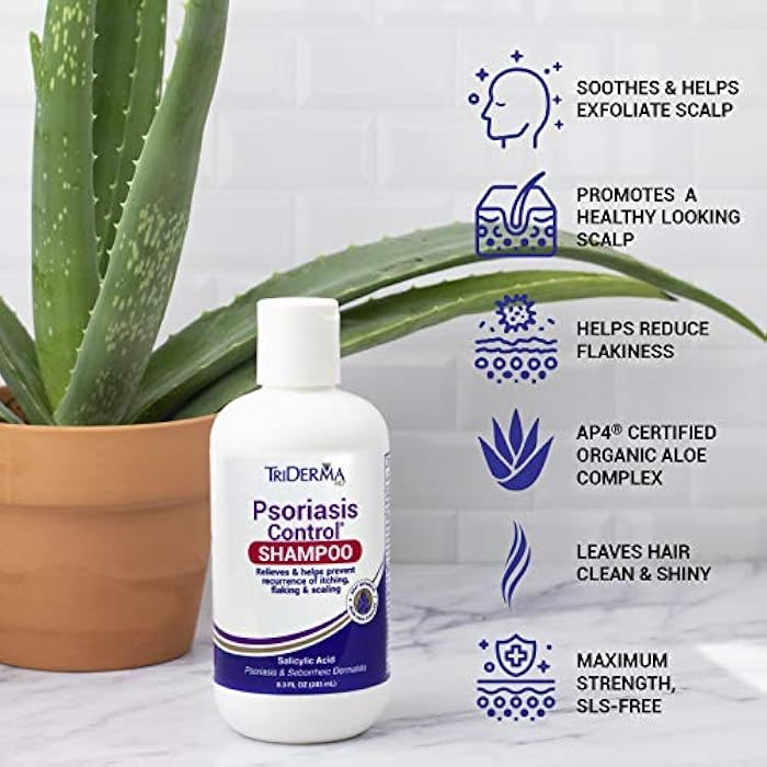 TriDerma شامبو مقشر لفروة الرأس للتحكم في الصدفية من تريدرما 8.3 أونصة وبلسم مرطب لفروة الرأس الجافة 6.0 أونصة، علاج لفروة الرأس الجافة بجودة الصالون، زيت إكليل الجبل الطازج، حزمة قيمة - Image 4