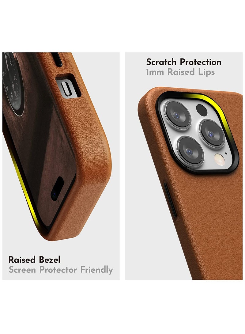 Synthetic Leather Case Compatible with iPhone 14 Pro MAX, Synthetic Leather Case Compatible with iPhone 14 Pro MAX, PU Case (with Metal Buttons & Microfiber Lining) (Brown) - Image 2