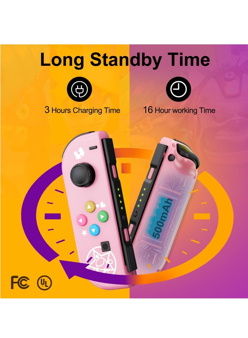Wireless Joy-Con Controllers for Nintendo Switch, L/R Replacement Compatible with Switch/Lite/OLED, Joystick with Wake-up, Screenshot, and Dual Vibration (Pink) - Image 2
