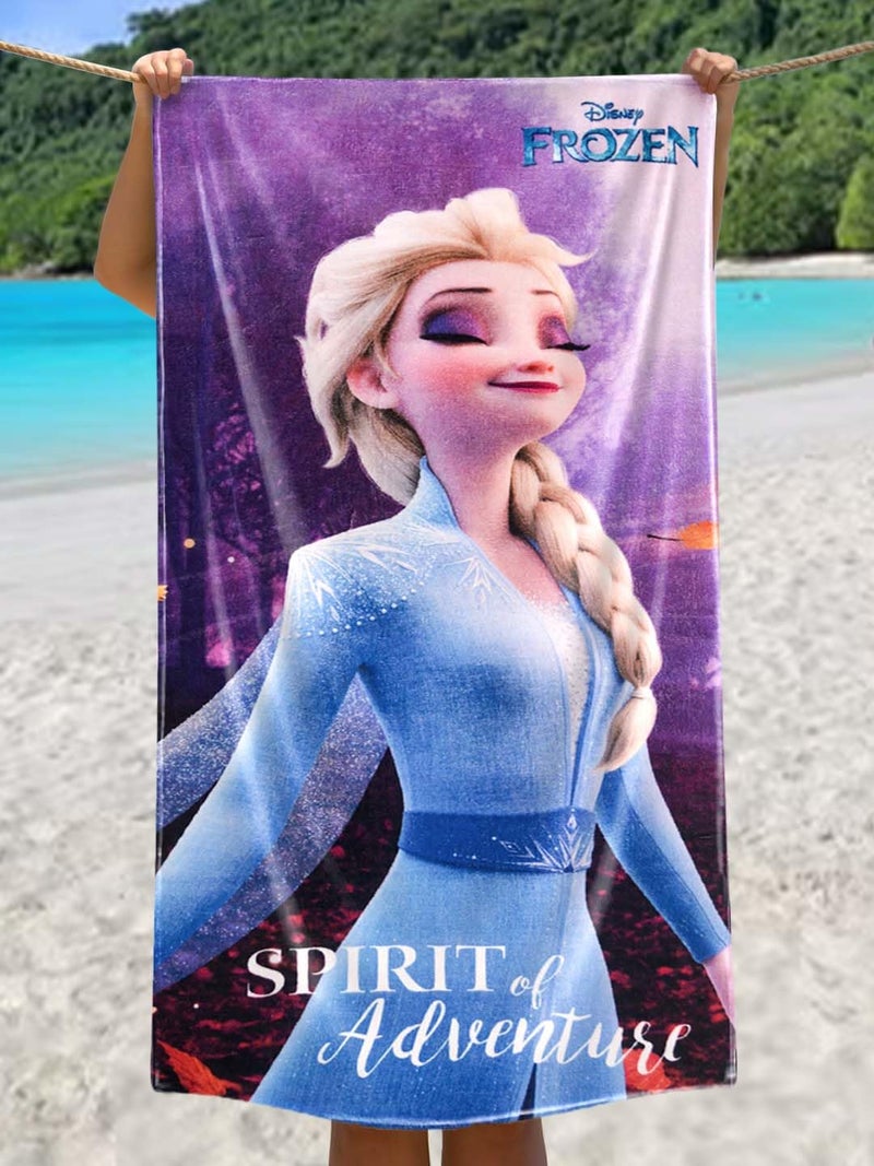 Athom Living Disney Frozen Spirit of Adventure Kids Cotton Bath Towel, 60 x 120cm, 350GSM.Multicolour - Image 2