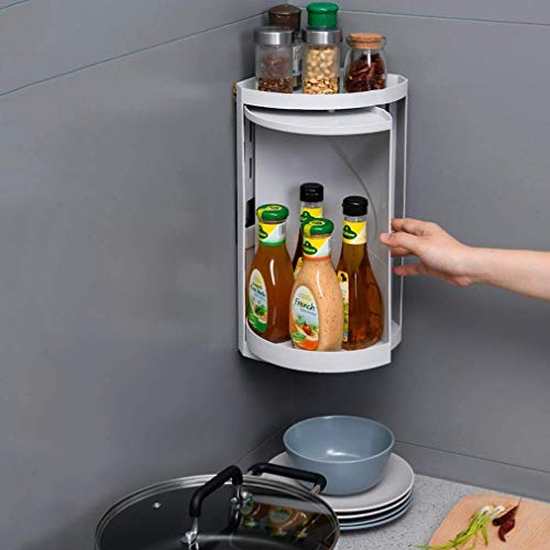 Jolfay Rotating Triangular Shelf Corner Wall Mount Rotary Storage Rack for Bathroom Kitchen (Small) - Image 5