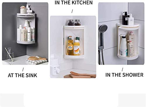 Jolfay Rotating Triangular Shelf Corner Wall Mount Rotary Storage Rack for Bathroom Kitchen (Small) - Image 4