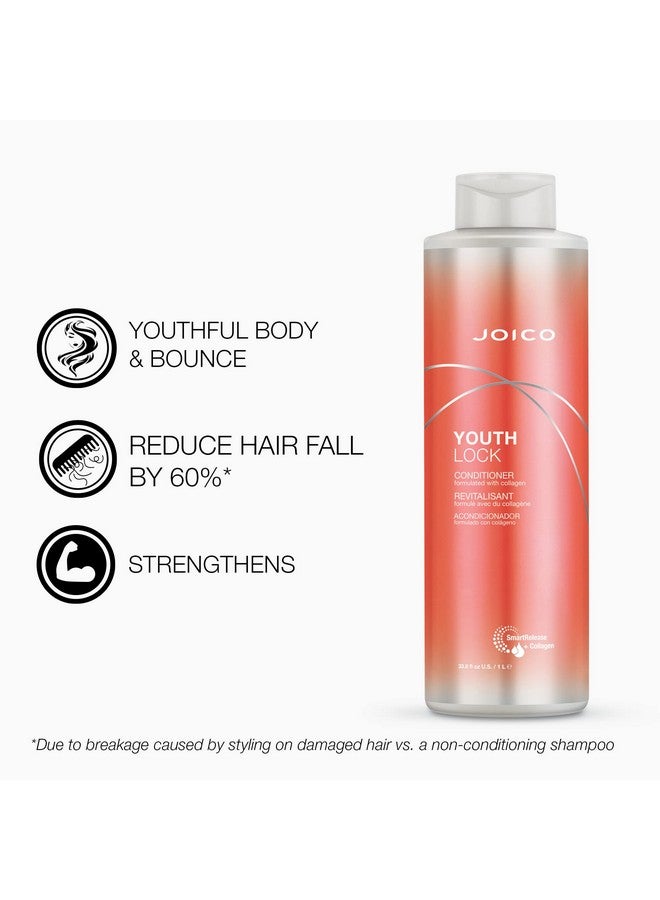 JOICO Oico Youthlock Conditioner Formulated With Collagen ; Youthful Body & Bounce ; Reduce Breakage & Frizz ; Soften & Detangle Hair ; Boost Shine ; Sulfate Free ; With Arginine ; 33.8 Fl Oz - Image 4