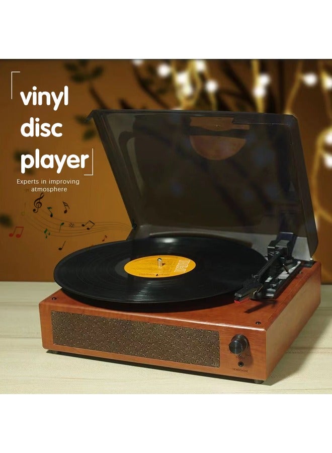 Vintage Vinyl Record 3-Speed Bluetooth Portable Suitcase Record Player with Built-in Speakers Bluetooth Wireless Playback Headphone Auto Off, Multimedia Center for Entertainment and Home Decoration - Image 1
