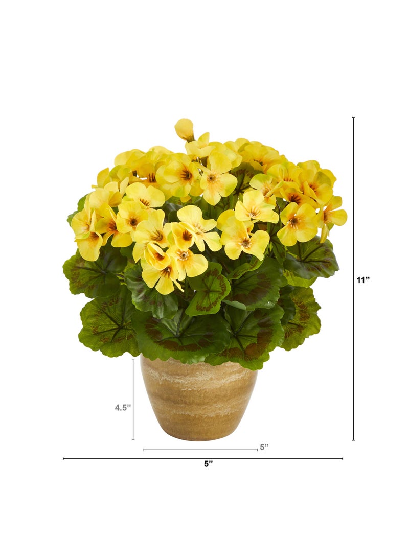 Nearly Natural Nearly Natural 11in. Geranium Artificial Plant in Ceramic Planter UV Resistant (Indoor/Outdoor)  - Image 2