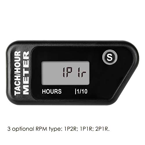 Jayron Digital LCD Tachometer Inductive Tach Hour Meter Display Max RPM Waterproof for Most Gas Engine Marine ATV Generator Lawn Tractor Motorcycle (Black) - Image 3