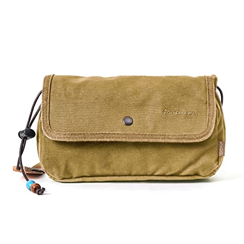 GOOTIUM Canvas Small Crossbody Purse - Flap Shoulder Bag Daily Essentials Pouch, Khaki - Image 1