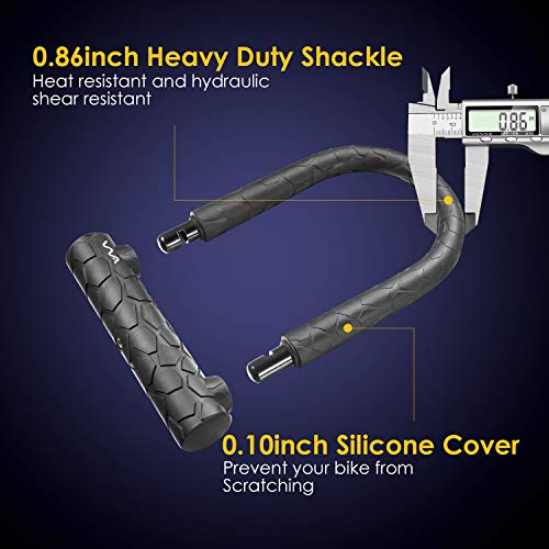 VVA Bike U Lock,20mm Heavy Duty Combination Bicycle D Lock Shackle 4ft Length Security Cable with Sturdy Mounting Bracket and Key Anti Theft Bicycle Secure Locks - Image 3