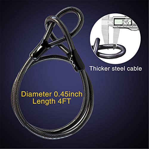 VVA Bike U Lock,20mm Heavy Duty Combination Bicycle D Lock Shackle 4ft Length Security Cable with Sturdy Mounting Bracket and Key Anti Theft Bicycle Secure Locks - Image 5