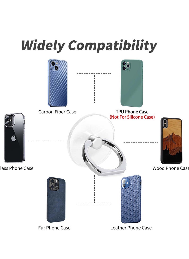 VIUAUAX Cell Phone Ring Holder, Transparent Ring Holder 360°Rotation Finger Ring Stand, Clear Cell Phone Kickstand Compatible with Most of Phones, Tablet and Case, (2Silver+1Black+1Rose Gold)  - Image 5