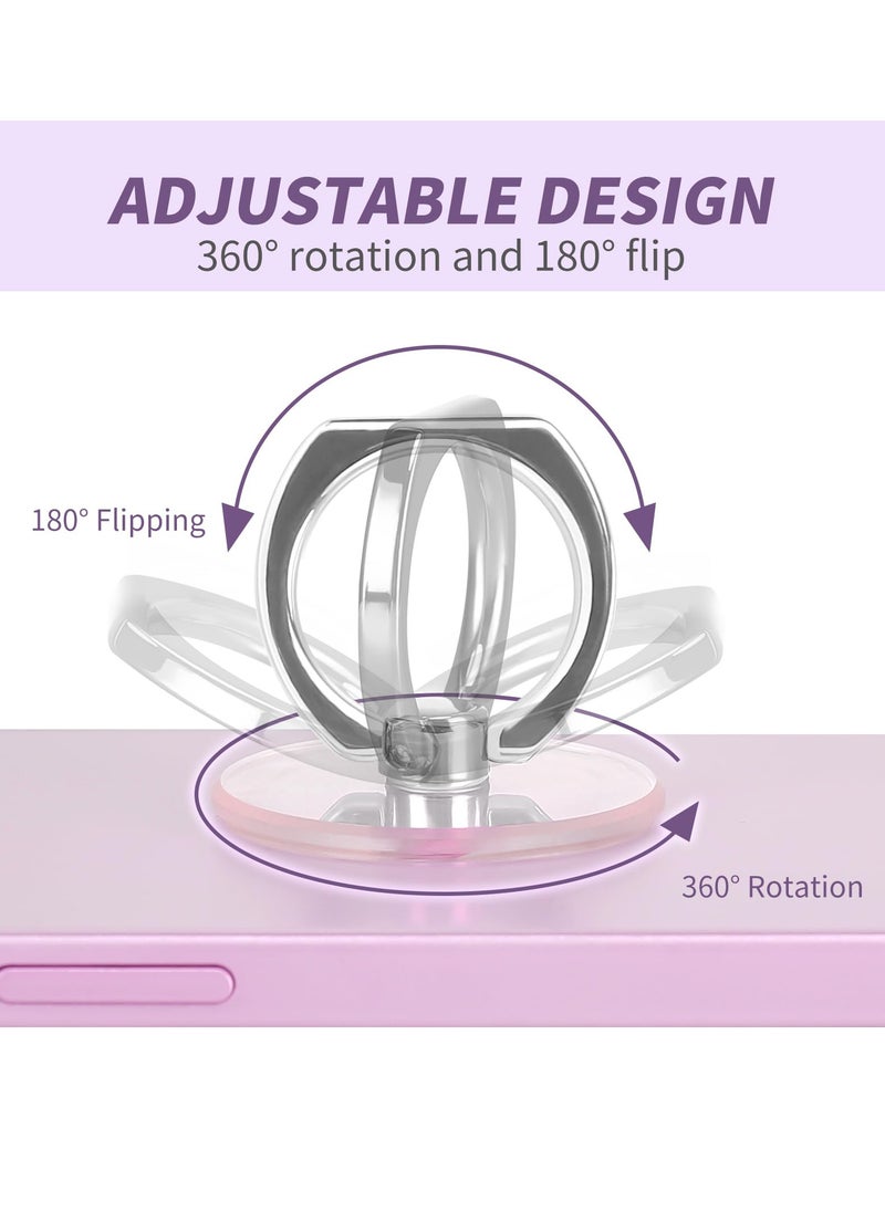 VIUAUAX Cell Phone Ring Holder, Transparent Ring Holder 360°Rotation Finger Ring Stand, Clear Cell Phone Kickstand Compatible with Most of Phones, Tablet and Case, (2Silver+1Black+1Rose Gold)  - Image 3