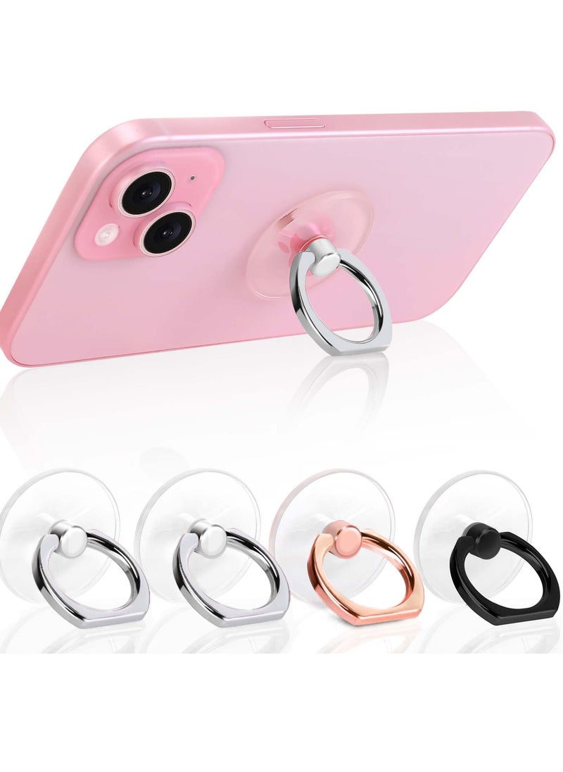 VIUAUAX Cell Phone Ring Holder, Transparent Ring Holder 360°Rotation Finger Ring Stand, Clear Cell Phone Kickstand Compatible with Most of Phones, Tablet and Case, (2Silver+1Black+1Rose Gold)  - Image 1