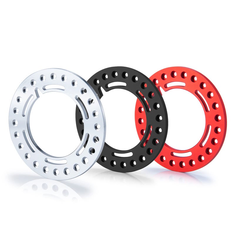 RCLIONS 4pcs Aluminum 2.2inch RC Beadlock Wheel Rim Replacement Ring for 1/10 RC Crawler Car 2.2"" Wheels (Black) - Image 1