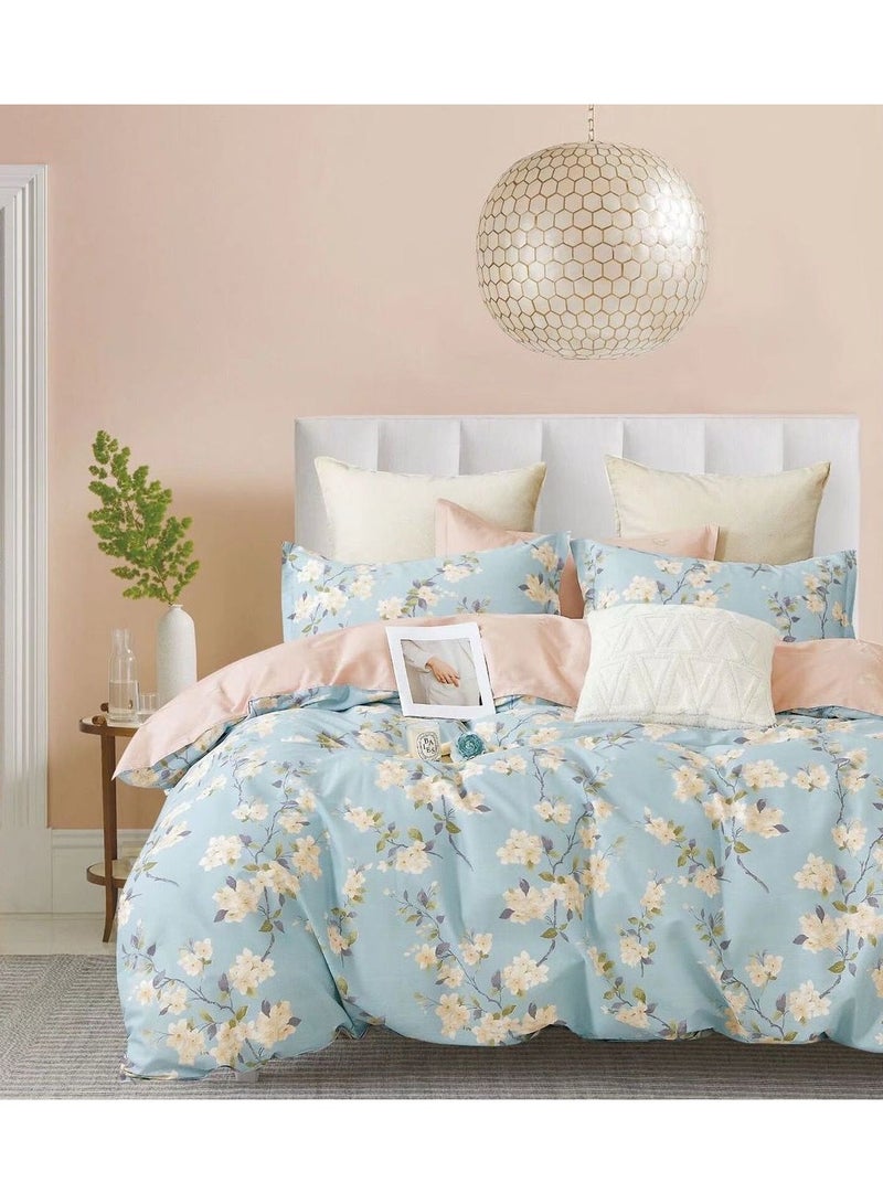 AL RAID 6-Piece King Size Bed Sheet Set - Duvet Cover with Elastic Fitted Sheet and 4 Pillow Covers - Super Soft Cotton King Size Bedding Set for Cozy & Elegant Bedrooms