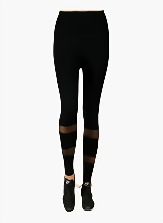 Women's High Waist Sports Leggings Fits Up to 70 kg, Mesh Panel Stretch Workout Yoga Pants, Tummy Control Fitness Running Gym Activewear, Breathable Soft Full Length Athletic Leggings for Training, Pilates, Walking and Everyday Wear- 004 - Image 3