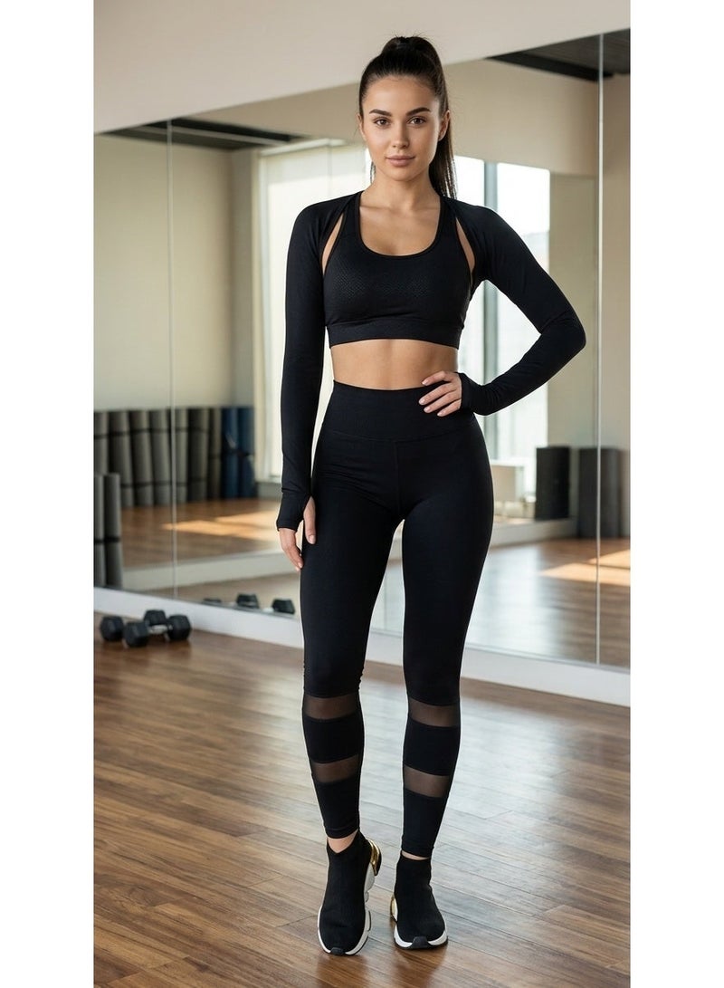 Women's High Waist Sports Leggings Fits Up to 70 kg, Mesh Panel Stretch Workout Yoga Pants, Tummy Control Fitness Running Gym Activewear, Breathable Soft Full Length Athletic Leggings for Training, Pilates, Walking and Everyday Wear- 004 - Image 2