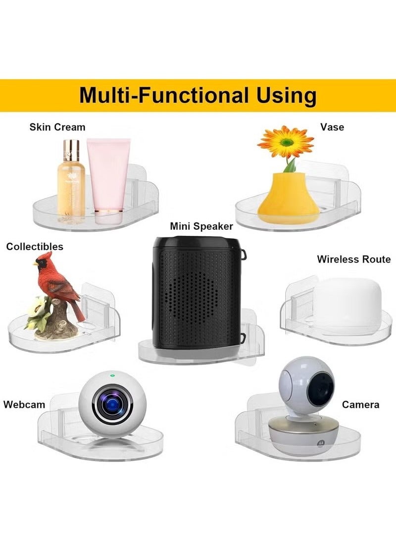 1 Pcs Acrylic Small Wall Shelf, Surveillance Bracket with Adhesive, Mini Floating Wall Shelves for Security Cameras, Webcam, Speakers, Baby Monitors, Easy to Install No Drill,11*9.5*3cm - Image 2