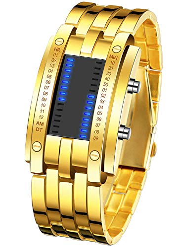 Reginald Fashion Mens Digital Watch LED Matrix Binary Watches for Men Waterproof Outdoor Casual Black Bracelet Square Mens WristWatches - Image 1