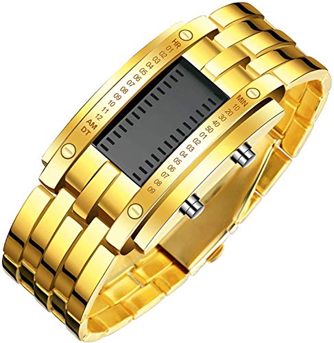 Reginald Fashion Mens Digital Watch LED Matrix Binary Watches for Men Waterproof Outdoor Casual Black Bracelet Square Mens WristWatches - Image 4