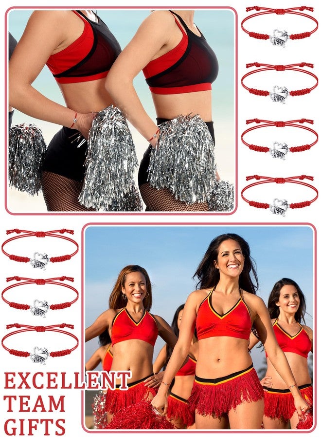 Inbagi 48 Pcs Cheerleader Gifts Cheer Bracelet Cheerleading Charm Bracelet Adjustable Cheerleader Gifts for Cheer Team Cheerleading Jewelry Accessories Bulk (Red) - Image 5