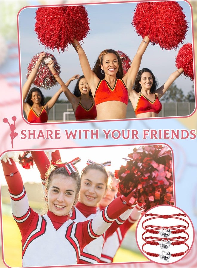 Inbagi 48 Pcs Cheerleader Gifts Cheer Bracelet Cheerleading Charm Bracelet Adjustable Cheerleader Gifts for Cheer Team Cheerleading Jewelry Accessories Bulk (Red) - Image 4