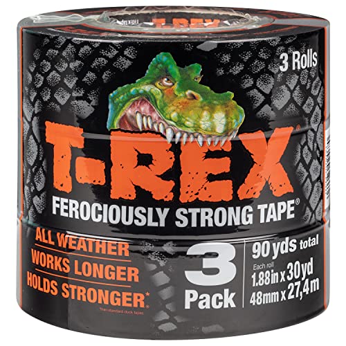 T-Rex Tape Heavy Duty Duct Tape with UV Resistant & Waterproof Backing for Ferociously Strong Repairs, 1.88" x 30 yd, Gunmetal Gray, 3 Rolls - Image 1