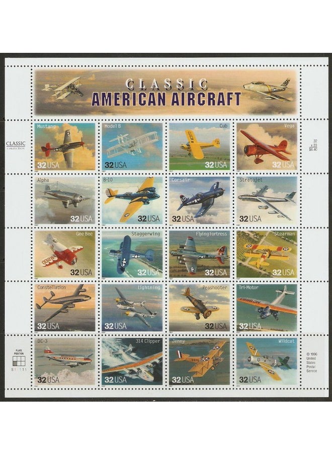 USPS 1997 Classic American Aircraft Sheet Of Twenty Stamps Scott 3142  - Image 1