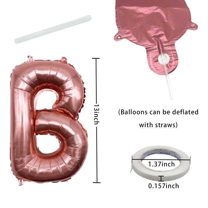 K.E.J. Rose Gold Happy Birthday Balloon Banner Foil Balloons - 16 Inch Mylar Letters Balloons, Reusable Birthday Decorations for Men, Women Party Supplies - Image 2