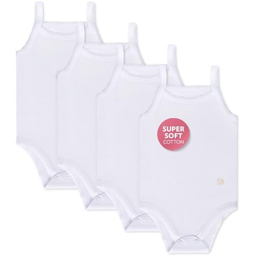 Feathers Tank Top Baby Girl Undershirts Super Soft OnePiece Toddler Bodysuit 4 Pack White White 12M - Image 1