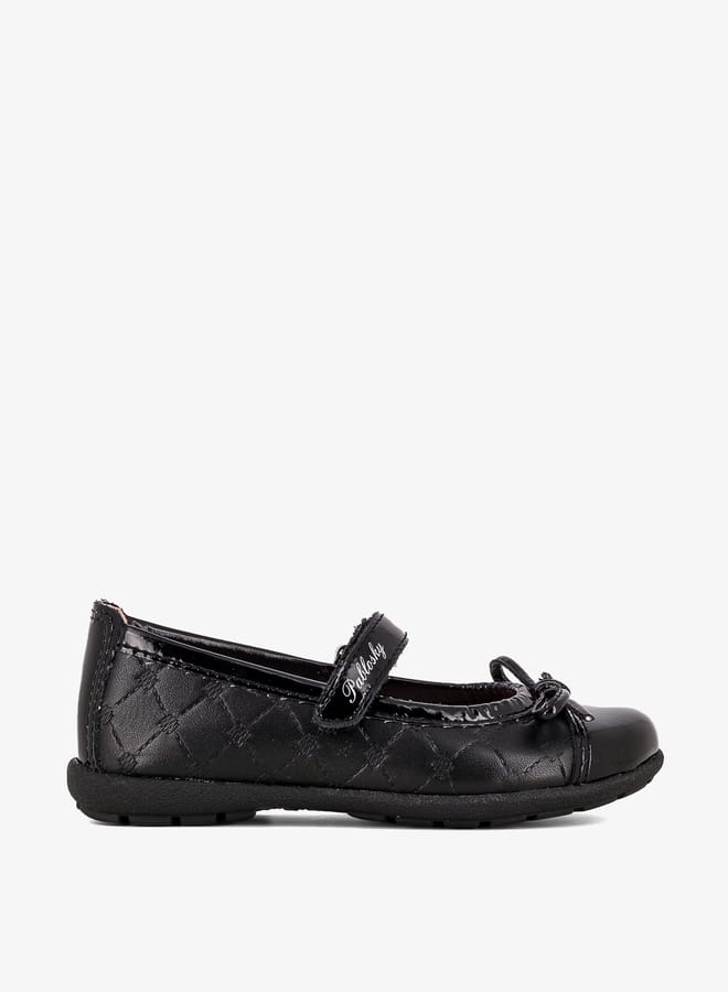 Pablosky Girls Bow Accent Leather School Shoes with Hook and Loop Closure  - Image 1