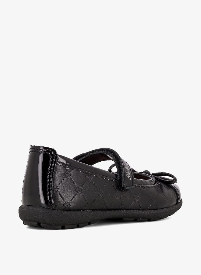 Pablosky Girls Bow Accent Leather School Shoes with Hook and Loop Closure  - Image 2