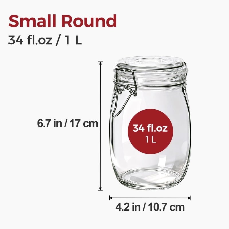 KTMAMA 34oz 6 Pack Glass Jars with Airtight Lids - Round Food Storage Canisters for Pantry Organization, Ideal for Sugar, Cookies, Candy, Coffee, Nuts & Dry Goods | Thick Glass,BPA-Free - Image 2