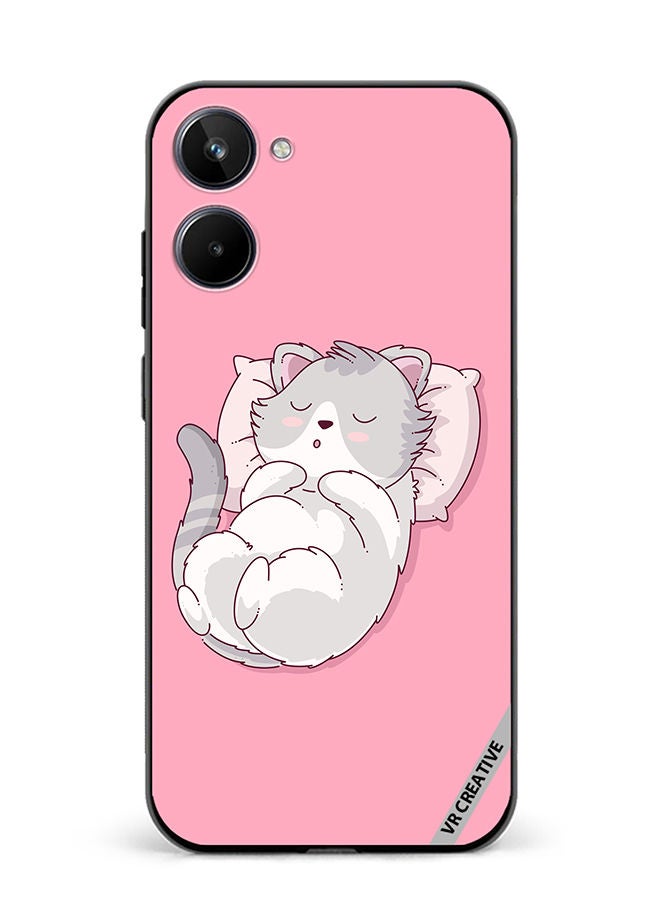 VR CREATIVE Protective Case Cover For Realme 10 Cozy Cat Design Multicolour - Image 1