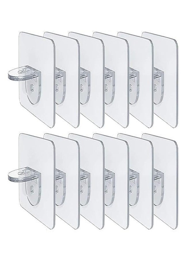 Dhakshy Shelf Support Brackets L-Shaped Support Triangle, Punch Free Adhesive Clear Plastic Pegs Hanger Holder for Partition Kitchen Bookshelf Wardrobe Bathroom Shelves (PCS-10) - Image 2