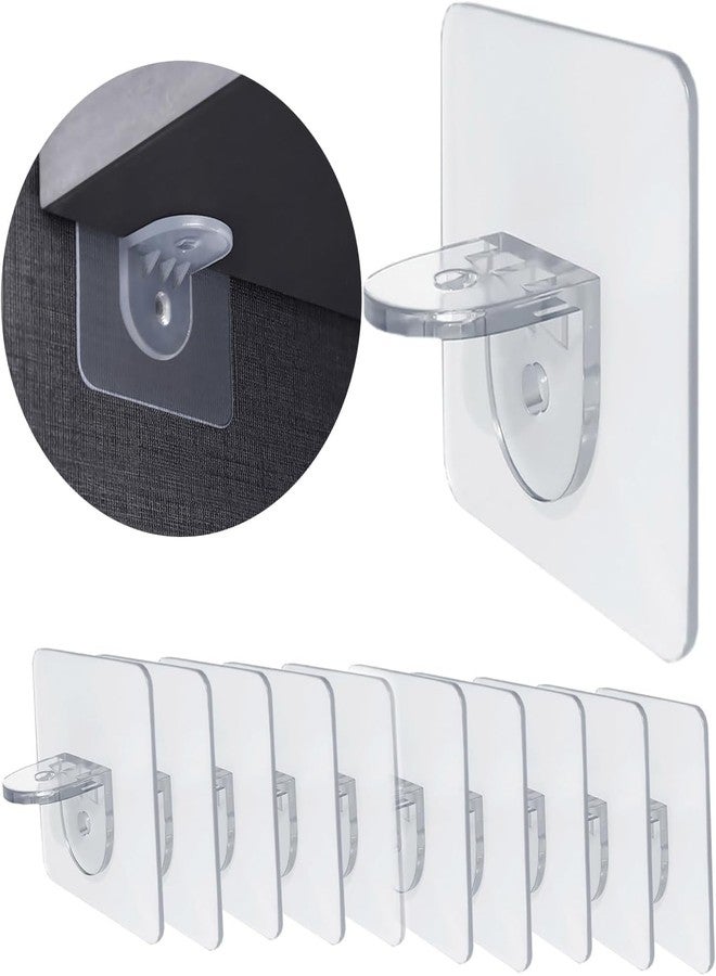 Dhakshy Shelf Support Brackets L-Shaped Support Triangle, Punch Free Adhesive Clear Plastic Pegs Hanger Holder for Partition Kitchen Bookshelf Wardrobe Bathroom Shelves (PCS-10) - Image 4