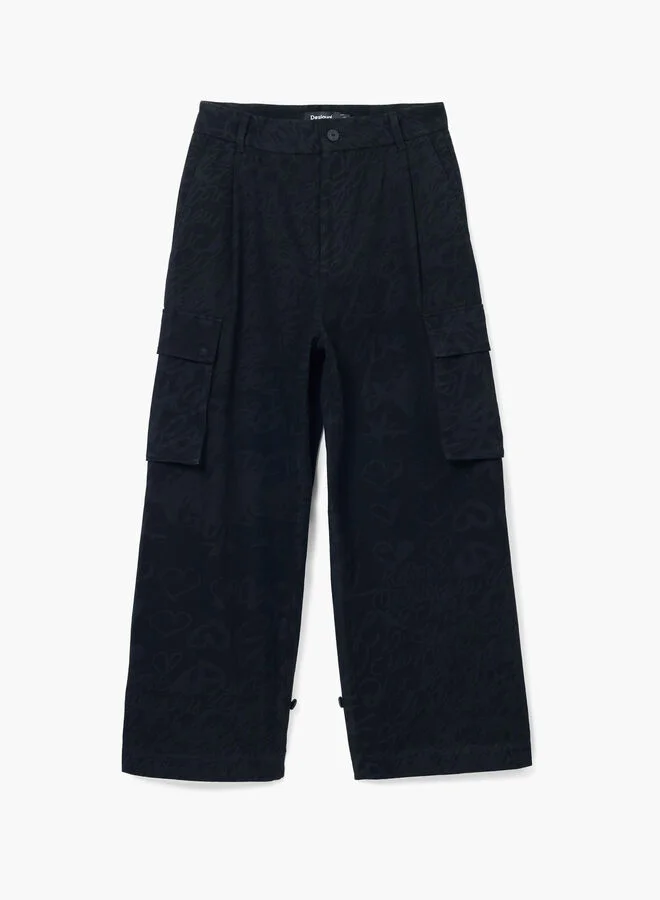 DESIGUAL Cargo Pants With M. Christian Lacroix Print
