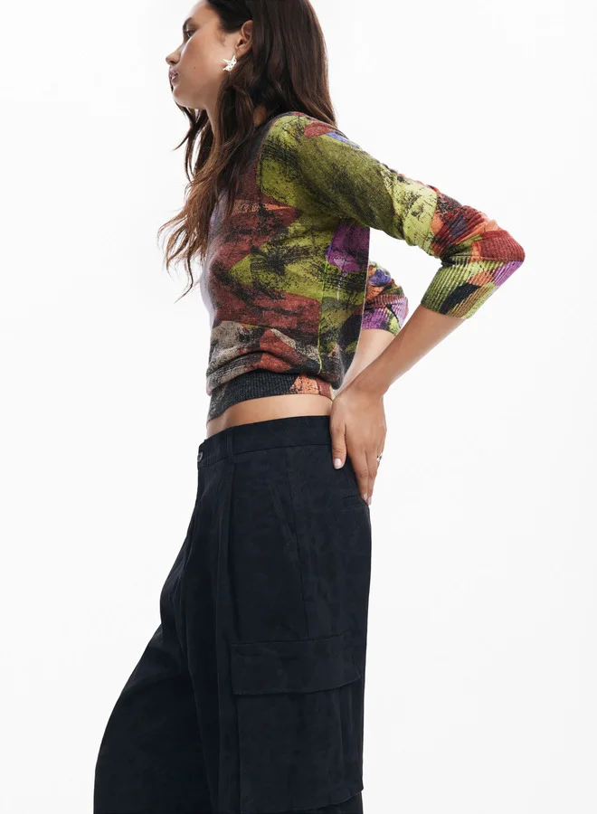 DESIGUAL Cargo Pants With M. Christian Lacroix Print