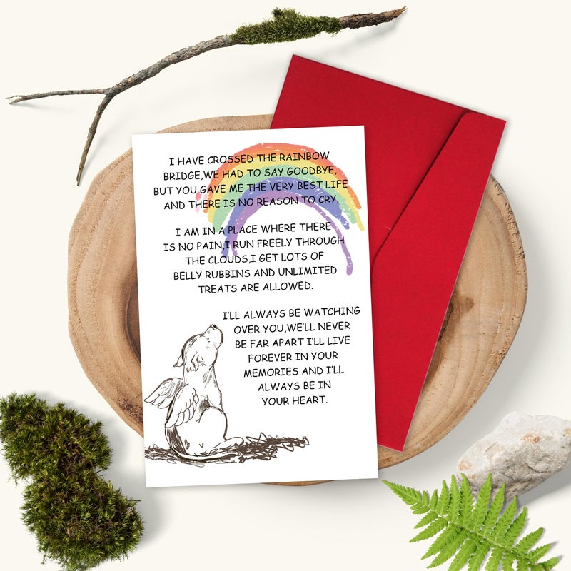 Bewoow Sympathy Card for Loss of Pet Dog, Pet Loss Cards,Rainbow Bridge Condolence Card, Bereavement Card for Dog Owner, Doggy Bereavement Cards for Family Friends Husband Wife - Image 5