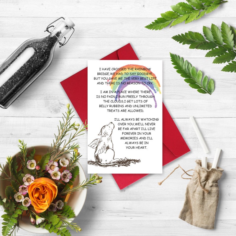 Bewoow Sympathy Card for Loss of Pet Dog, Pet Loss Cards,Rainbow Bridge Condolence Card, Bereavement Card for Dog Owner, Doggy Bereavement Cards for Family Friends Husband Wife - Image 4